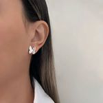 BRINCO BORBOLETA ZIRCÔNIA CRISTAL PRATA 925