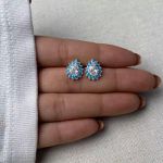 BRINCO GOTA ZIRCÔNIA AZUL CLARO E CRISTAL PRATA 925