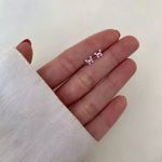 BRINCO BORBOLETA ZIRCÔNIA ROSA PRATA 925