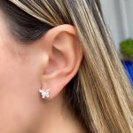 BRINCO BORBOLETA ZIRCÔNIA CRISTAL PRATA 925