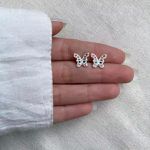 BRINCO BORBOLETA ZIRCÔNIA COLORIDA PRATA 925