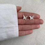 BRINCO BORBOLETA ZIRCÔNIA CRISTAL PRATA 925