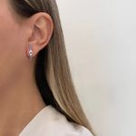 BRINCO ZIRCÔNIA AZUL ESCURO FLOR PRATA 925