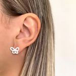 BRINCO BORBOLETA ZIRCÔNIA CRISTAL PRATA 925