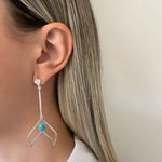 BRINCO RABO DE BALEIA PEDRA TURQUESA PRATA 925