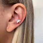 PIERCING FAKE BORBOLETA ZIRCÔNIA COLORIDA PRATA 925