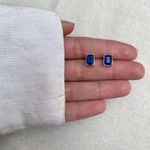 BRINCO RETANGULAR ZIRCÔNIA AZUL ESCURO PRATA 925