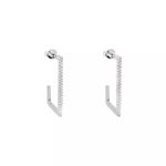 BRINCO RETANGULAR CRAVEJADO PRATA 925