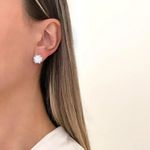 BRINCO QUADRADO ZIRCÔNIA CRISTAL E LILAS PRATA 925