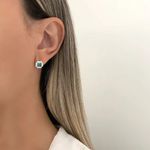 BRINCO QUADRADO ZIRCÔNIA VERDE ÁGUA CRISTAL PRATA 925