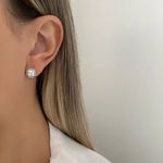 BRINCO QUADRADO ZIRCÔNIA CRISTAL E VERDE PRATA 925