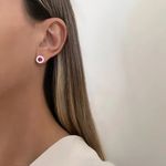 BRINCO ROSA ESCURO ZIRCÔNIA PRATA 925