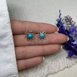 BRINCO FLOR PEDRA CABOCHÃO TURQUESA PRATA 925