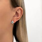 BRINCO GOTA ZIRCÔNIA ÁGUA MARINHA E CRISTAL PRATA 925