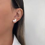 BRINCO EAR CUFF FLORES ZIRCÔNIA CRISTAL PRATA 925
