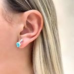 BRINCO CORAÇÃO ZIRCÔNIA AZUL CLARO PRATA 925