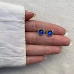 BRINCO REDONDO INDIANO PEDRA AZUL ESCURO PRATA 925