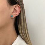 BRINCO BOLA TURQUESA PRATA 925