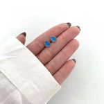 BRINCO GOTA AZUL ESCURO INDIANO PRATA 925