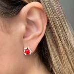 BRINCO CARANGUEJO VERMELHO PRATA 925
