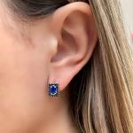 BRINCO INDIANO PEDRA AZUL PRATA 925