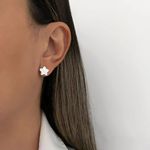 BRINCO FLOR ZIRCÔNIA CRISTAL PRATA 925