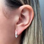 BRINCO ARGOLA CLICK ZIRCÔNIA CRISTAL PRATA 925