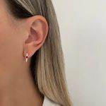 BRINCO ESFERAS MEIA ARGOLA PONTO DE LUZ PRATA 925