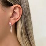 BRINCO CORRENTE ZIRCÔNIA ROSA CLARO PRATA 925