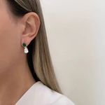 BRINCO GOTA CRISTAL E VERDE PRATA 925