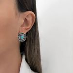 BRINCO REDONDO INDIANO PEDRA CABOCHÃO PRATA 925