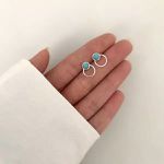 BRINCO REDONDO PEDRA TURQUESA PRATA 925