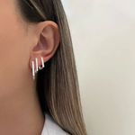 TRIO BRINCO QUADRADO ZIRCÔNIA CRISTAL P M G PRATA 925 