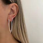 BRINCO ARGOLA CLICK ZIRCÔNIA COLORIDA CORRENTE DUPLA PRATA 925