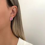 BRINCO GOTA ZIRCÔNIA ROSA CLARO PRATA 925