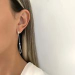 BRINCO ZIRCÔNIA CRISTAL CORRENTE VENEZIANA GOTA PRETA PRATA 925