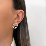 BRINCO CORAÇÃO VAZADO CRAVEJADO CLICK PRATA 925