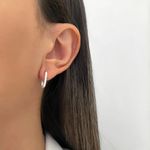 BRINCO OVAL CLICK ZIRCÔNIA CRISTAL PRATA 925