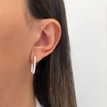 BRINCO OVAL ARGOLA CLICK ZIRCÔNIA CRISTAL PRATA 925