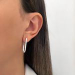 BRINCO OVAL ARGOLA CLICK ZIRCÔNIA CRISTAL PRATA 925