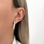 BRINCO NAVETE CRAVEJADA CRISTAL PRATA 925