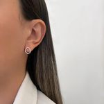 BRINCO GOTA VAZADO ZIRCÔNIA ROSA PRATA 925