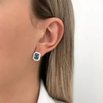 BRINCO QUADRADO ZIRCÔNIA AZUL E CRISTAL PRATA 925