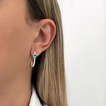 BRINCO CRAVEJADO ZIRCÔNIA CRISTAL CORAÇÃO VERDE TURMALINA PRATA 925