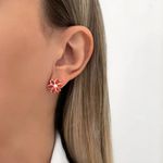 BRINCO FLOR ZIRCÔNIA CRISTAL E LARANJA PRATA 925