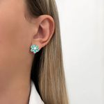 BRINCO FLOR ZIRCÔNIA TURMALINA PARAÍBA PRATA 925