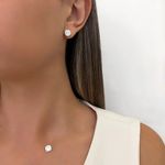 CONJUNTO BRINCO E PINGENTE REDONDO ZIRCÔNIA CRISTAL PRATA 925