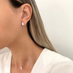 CONJUNTO BRINCO E PINGENTE OVAL ZIRCÔNIA CRISTAL PRATA 925