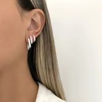 TRIO BRINCO QUADRADO CRAVEJADO CLICK PRATA 925