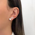 TRIO BRINCO QUADRADO ZIRCÔNIA CRISTAL PRATA 925